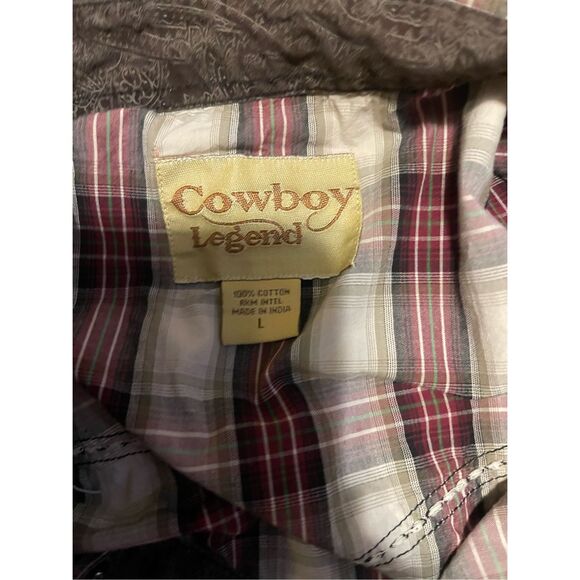 Cowboy Legend Mens Snap Plaid Long Sleeve Cotton Pocket Button Up Shirt Large - Picture 10 of 10